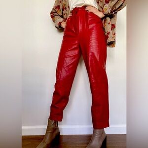Elegant Red Women's Cropped Pants